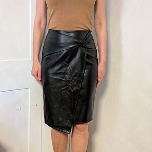 Elegant Black Faux Leather Skirt